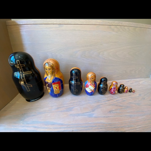 COPY - Matryoshka Russian wooden Nesting Doll Religious set of 10 - Picture 4 of 16